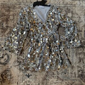 Silver and Gold Sequin Dress